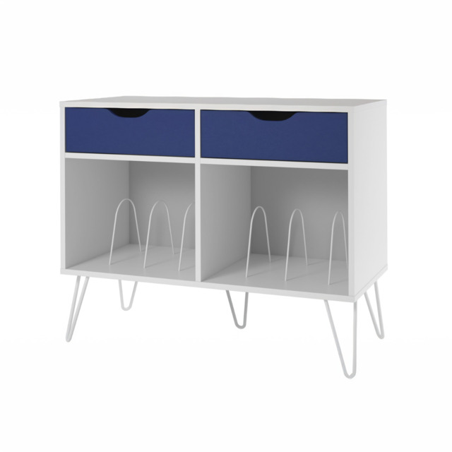 Dorel Harmony Turntable Stand With Drawers-White/Blue - image 1