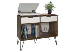 Dorel Harmony Turntable Stand With Drawers-White/Blue - thumbnail 7
