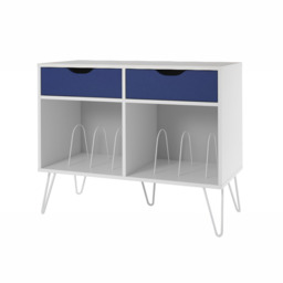Dorel Harmony Turntable Stand With Drawers-White/Blue