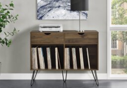 Dorel Harmony Turntable Stand With Drawers-White/Blue - thumbnail 2