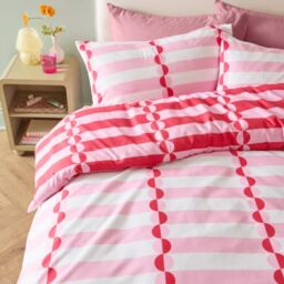 Duvet Day Lottie Reversible Soft Touch Duvet Cover Set-Kingsize-Red & Pink