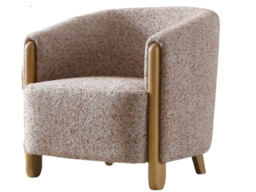 Kyoto Jules Tub Accent Chair with Curved Back Natural Speckled Terracotta - thumbnail 2
