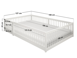Flair Imogen Montessori Toddler Floor Bed with Safety Fence White - thumbnail 5