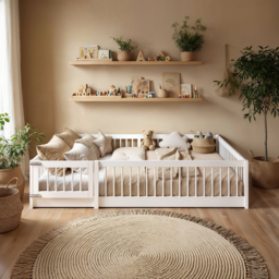 Flair Imogen Montessori Toddler Floor Bed with Safety Fence White