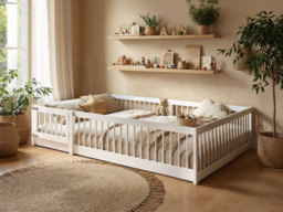 Flair Imogen Montessori Toddler Floor Bed with Safety Fence White - thumbnail 2