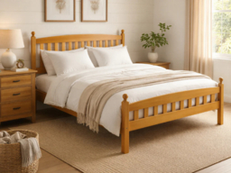 Wholesale Beds Florence Wooden Bed Frame Rubberwood Double White - thumbnail 5