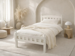 Wholesale Beds Florence Wooden Bed Frame Rubberwood Double White - thumbnail 4