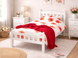 Wholesale Beds Florence Wooden Bed Frame Rubberwood Double White - thumbnail 2