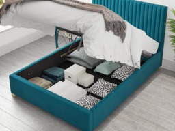Aspire Grant Ottoman Bed Plush Velvet Teal - Double - thumbnail 4