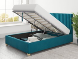Aspire Grant Ottoman Bed Plush Velvet Teal - Double - thumbnail 3