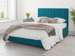 Aspire Grant Ottoman Bed Plush Velvet Teal - Double - thumbnail 1