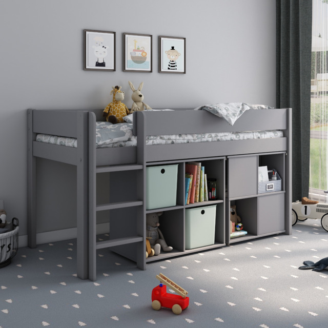 Kids Avenue Estella Grey Mid Sleeper Cabin Bed with Desk and Storage - image 1
