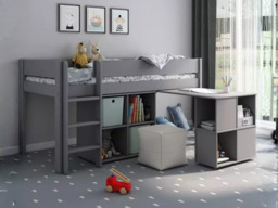 Kids Avenue Estella Grey Mid Sleeper Cabin Bed with Desk and Storage - thumbnail 2