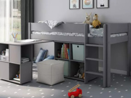 Kids Avenue Estella Grey Mid Sleeper Cabin Bed with Desk and Storage - thumbnail 3