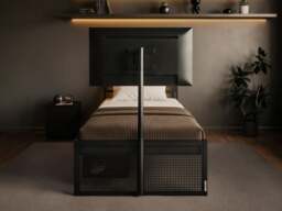 Recoil Kage Metal TV Bed with Storage & LED Black Single - thumbnail 2