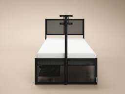 Recoil Kage Metal TV Bed with Storage & LED Black Single - thumbnail 4