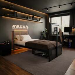 Recoil Kage Metal TV Bed with Storage & LED Black Single - thumbnail 6