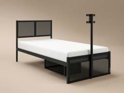 Recoil Kage Metal TV Bed with Storage & LED Black Single - thumbnail 3