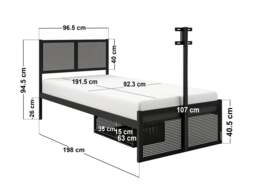 Recoil Kage Metal TV Bed with Storage & LED Black Single - thumbnail 5