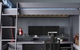 Noomi Tera Solid Wood Small Double Gaming High Sleeper Grey (FSC-Certified) - thumbnail 3