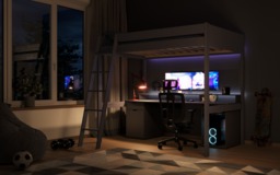 Noomi Tera Solid Wood Small Double Gaming High Sleeper Grey (FSC-Certified) - thumbnail 2