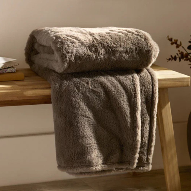 Furn Kallu Faux Fur Throw-Mocha-150cm x 200cm - image 1