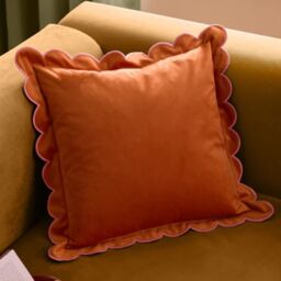 Furn Lil Scallop 45 x 45cm Feather Filled Cushion Velvet-Orange