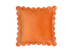 Furn Lil Scallop 45 x 45cm Feather Filled Cushion Velvet-Orange - thumbnail 2