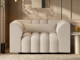SOLACE+CO Halle Channel Tufted Loveseat with Storage Footstool Beige Chenille - thumbnail 3