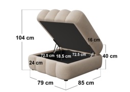 SOLACE+CO Halle Channel Tufted Loveseat with Storage Footstool Beige Chenille - thumbnail 7