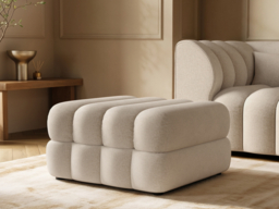 SOLACE+CO Halle Channel Tufted Loveseat with Storage Footstool Beige Chenille - thumbnail 4