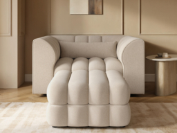 SOLACE+CO Halle Channel Tufted Loveseat with Storage Footstool Beige Chenille - thumbnail 2