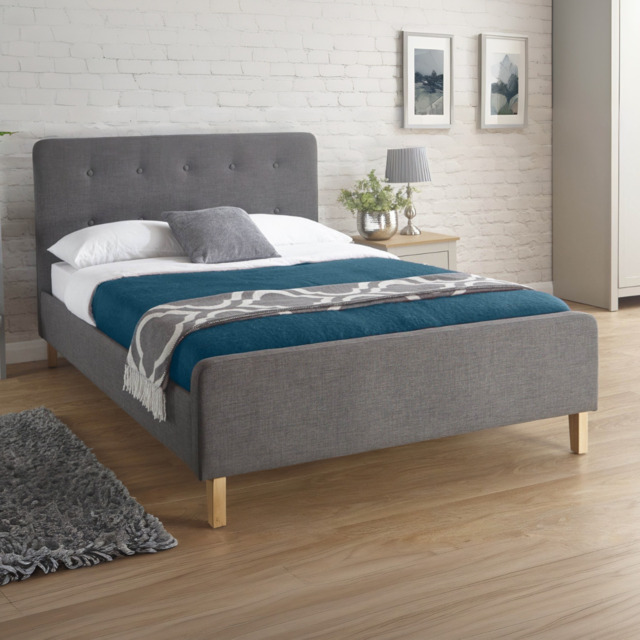 GFW Ashbourne Grey Fabric Bed Frame-Double - image 1