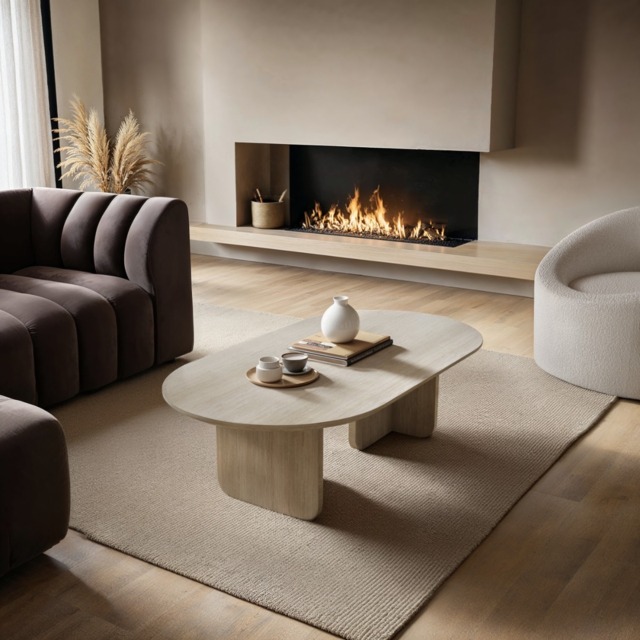 SOLACE+CO Aven Sintered Stone Effect Oval Coffee Table - image 1