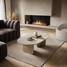 SOLACE+CO Aven Sintered Stone Effect Oval Coffee Table - thumbnail 1