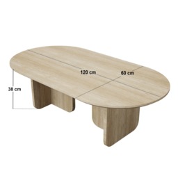SOLACE+CO Aven Sintered Stone Effect Oval Coffee Table - thumbnail 4