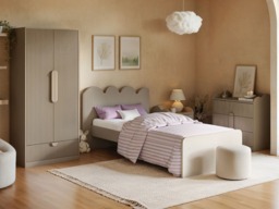 Flair Calista Ribbed Cloud Headboard Single Bed Taupe - thumbnail 3