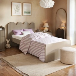 Flair Calista Ribbed Cloud Headboard Single Bed Taupe - thumbnail 1