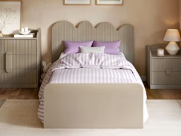 Flair Calista Ribbed Cloud Headboard Single Bed Taupe - thumbnail 2
