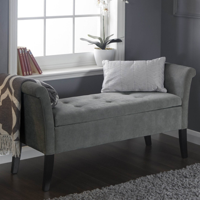 GFW Balmoral Upholstered Window Seat-Grey - image 1