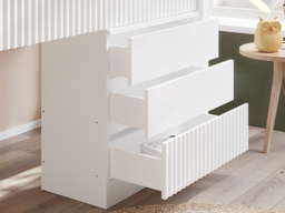 Flair Luca Mid Sleeper with 3 Drawers Chest Pair White Ribbed - thumbnail 4