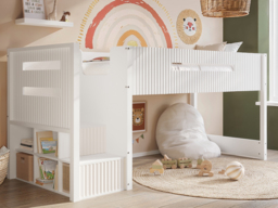 Flair Luca Mid Sleeper with 3 Drawers Chest Pair White Ribbed - thumbnail 5