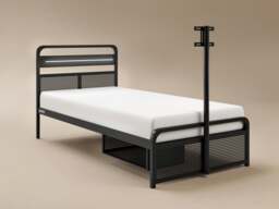 Recoil Panther Metal TV Bed with Storage and LED Headboard Black Metal Single - thumbnail 3