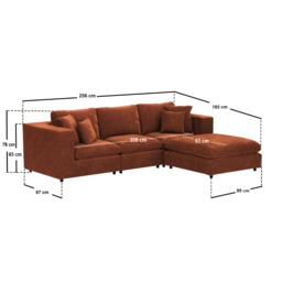 SOLACE+CO Asher 4 Seater Sofa with Reversible Footstool Burnt Orange Chenille - thumbnail 7