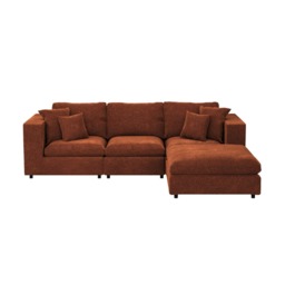 SOLACE+CO Asher 4 Seater Sofa with Reversible Footstool Burnt Orange Chenille - thumbnail 6