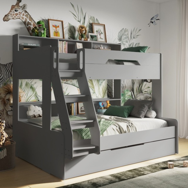 Flair Interstellar Triple Bunk Bed with Storage Grey - image 1
