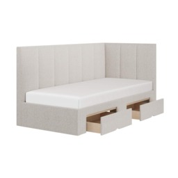 Flair Harley Boucle Corner Bed Frame with Storage Drawers Beige - thumbnail 5