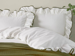 Wylder Blousey Cotton Ruffle Duvet Cover Set-Olive-Single - thumbnail 3