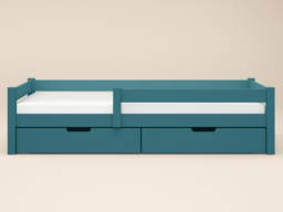 Flair Milo Single Bed with Storage Pine Petrol Blue - thumbnail 4