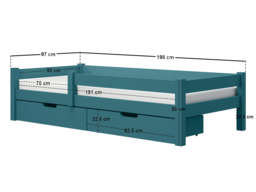 Flair Milo Single Bed with Storage Pine Petrol Blue - thumbnail 6